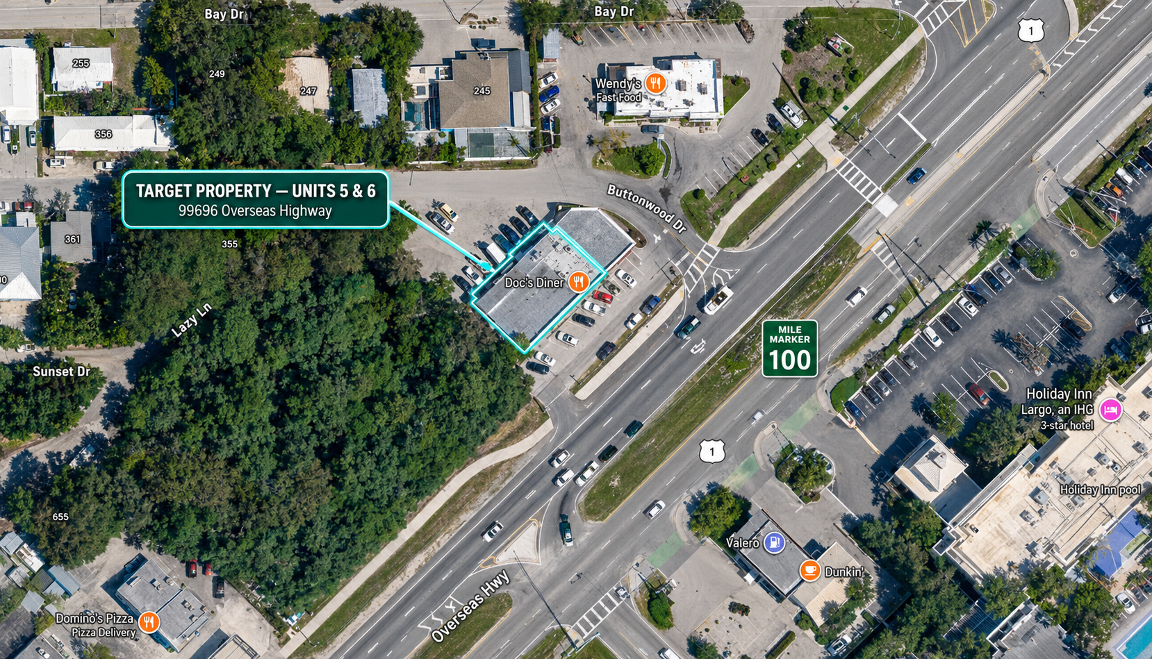 Aerial view of the Key Largo commercial condo site